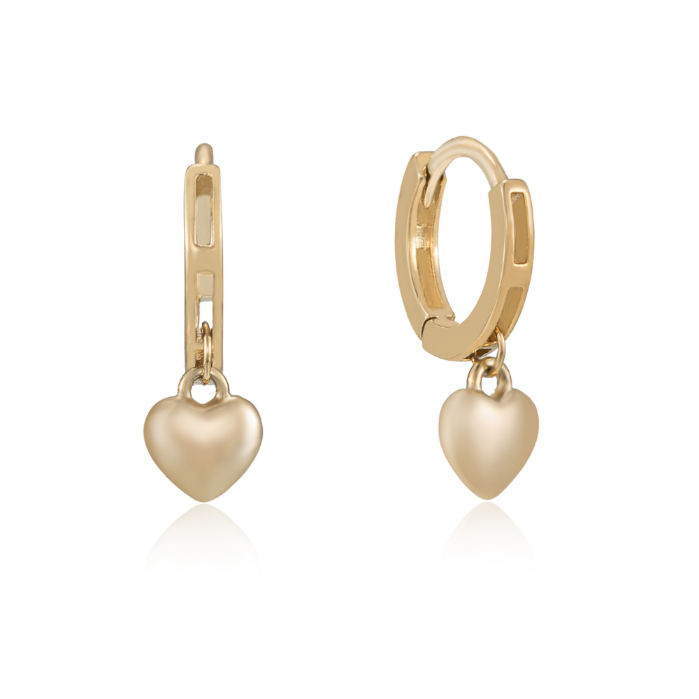 Lovely Heart Huggie Hoop Earrings - Petit