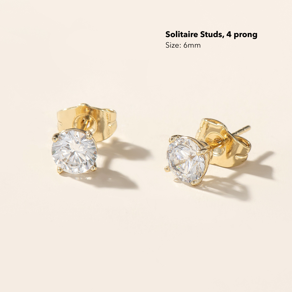 Solitaire Stud Earrings - 4 Prong Hold