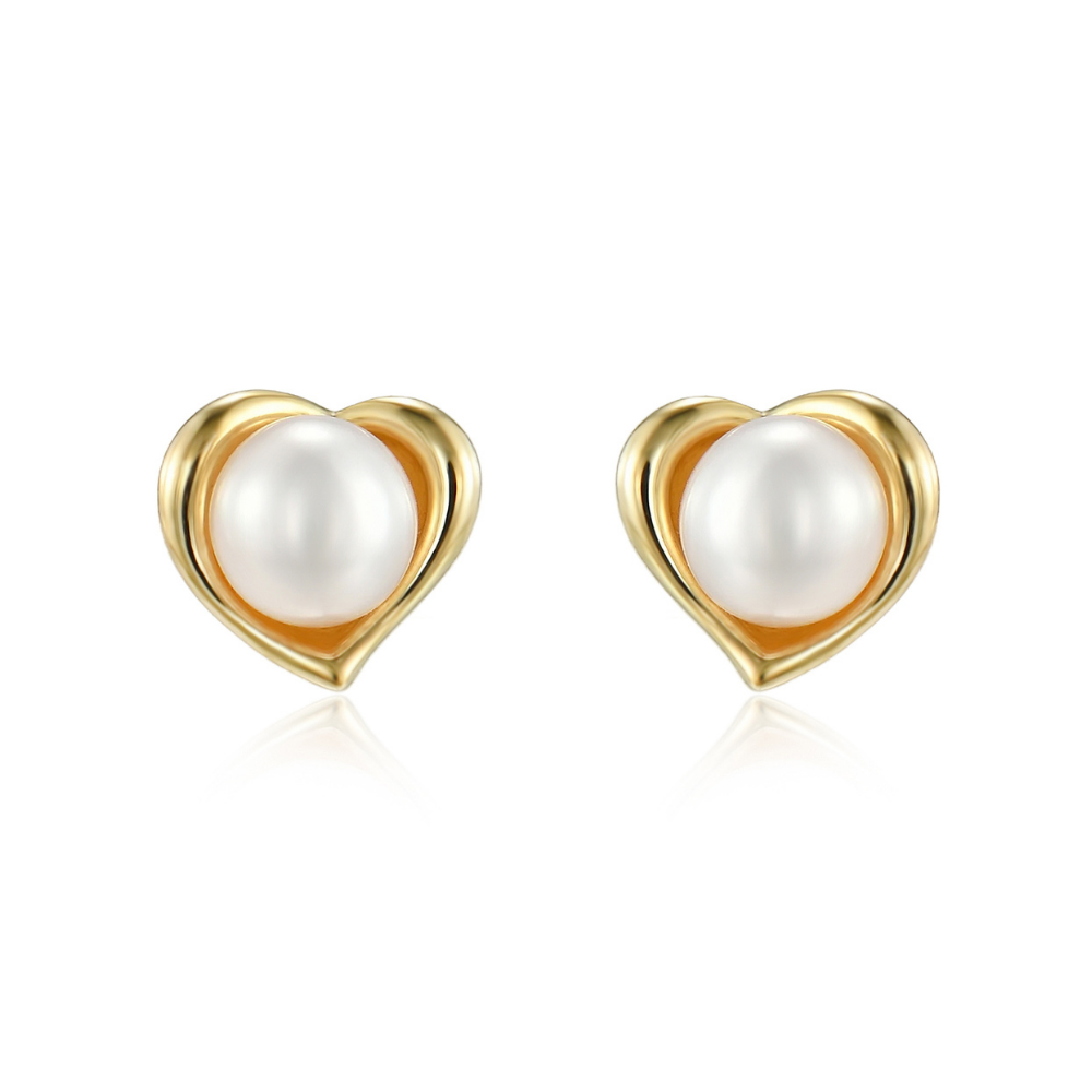 Serena Pearl Heart Stud Earrings