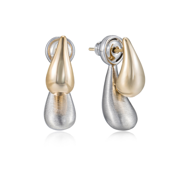 Leila Pebble Drop Earrings - Two Tone