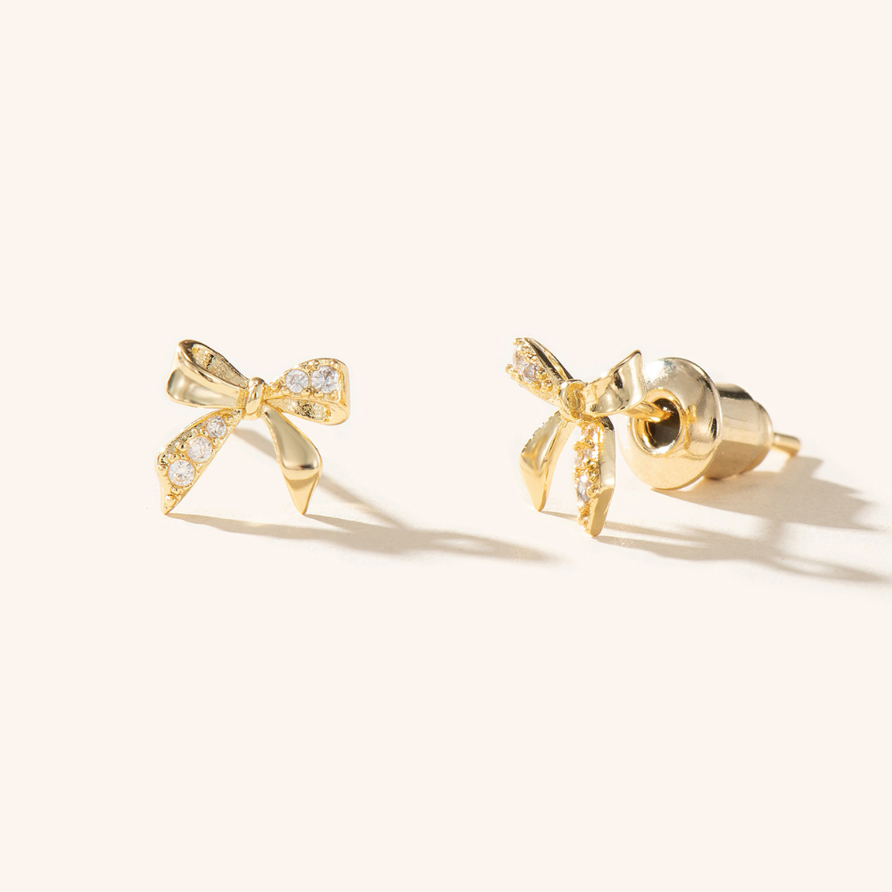 Colette Mini Bow Stud Earrings - 925 Silver Post