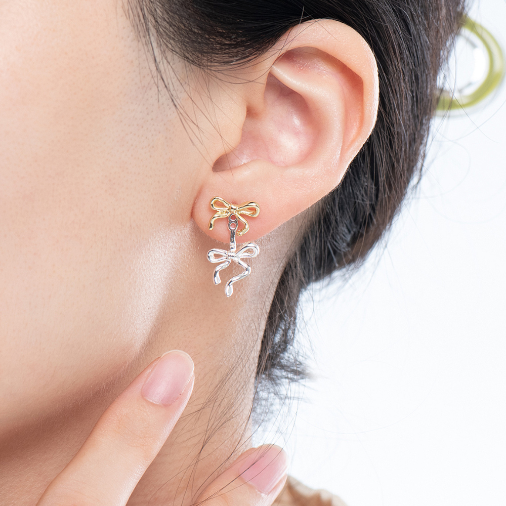 Ally Double Bow Drop Earrings