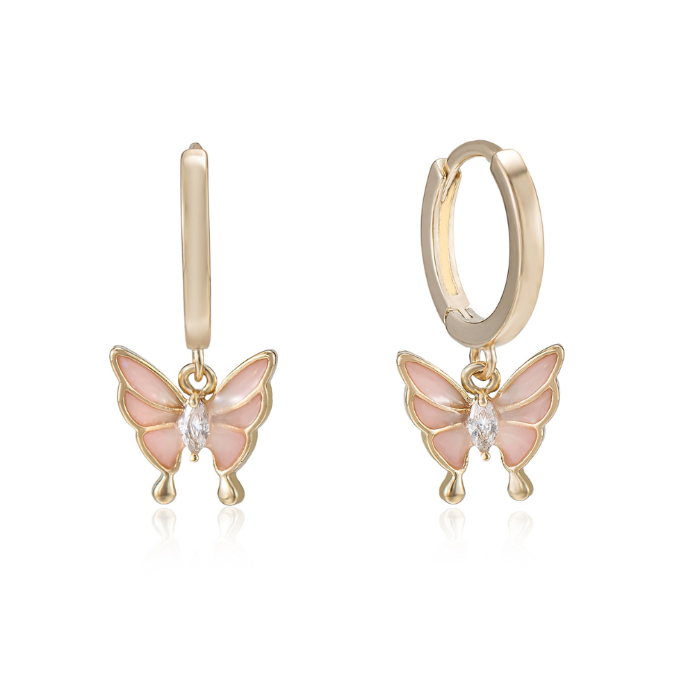 Olivia Butterfly Drop Hoop Earrings