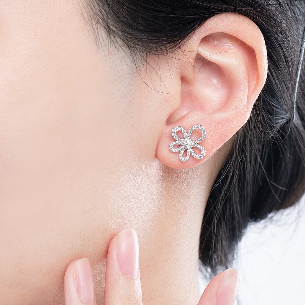 Arin Flower Stud Earrings - 925 Silver Post