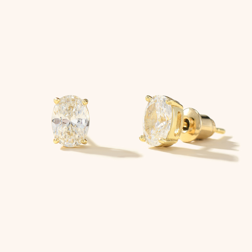 Malia Oval Solitaire Radiant Stud Earrings