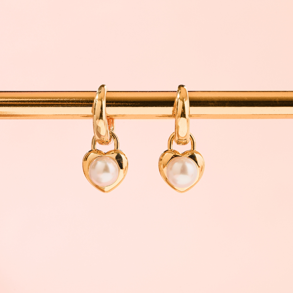 Julia Pearl Heart Hoop Earrings