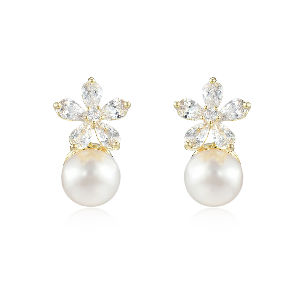 Lorraine Freshwater Pearl Flower Stud Earrings