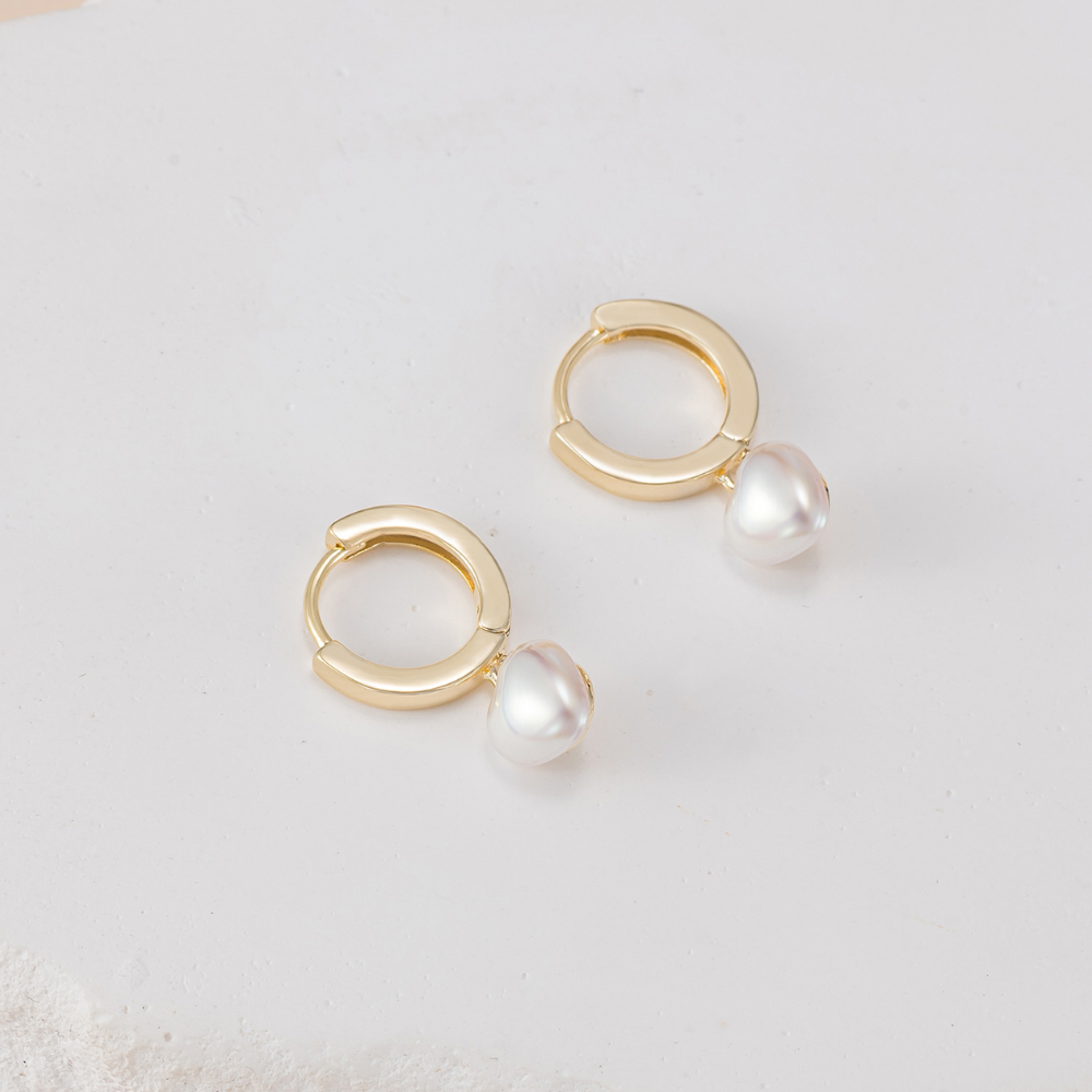 Nima Pearl Heart Hoop Earrings