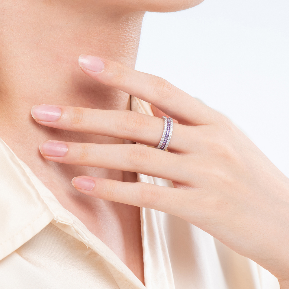 Maya Gradient Purple Half Eternity Ring