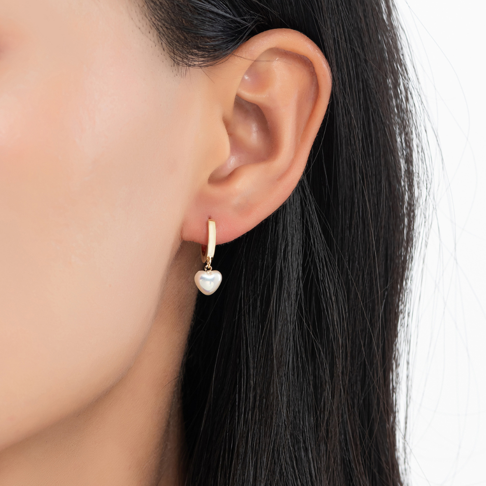 Nima Pearl Heart Hoop Earrings