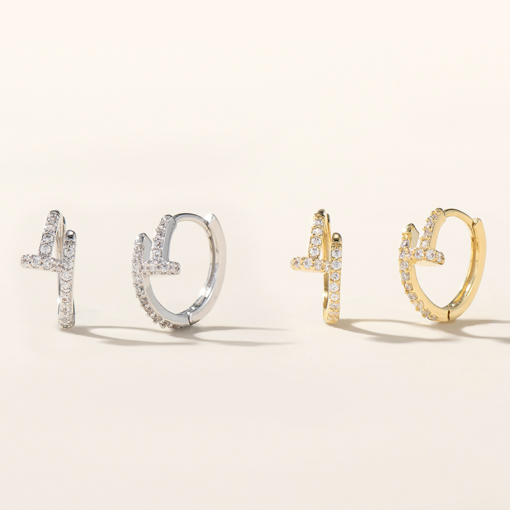 Cleo Dainty Petite Nail Huggie Hoop Earrings