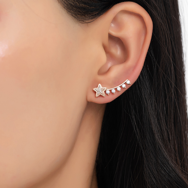 Rowan Star Ear Climber Stud Earrings | Athena & Co.