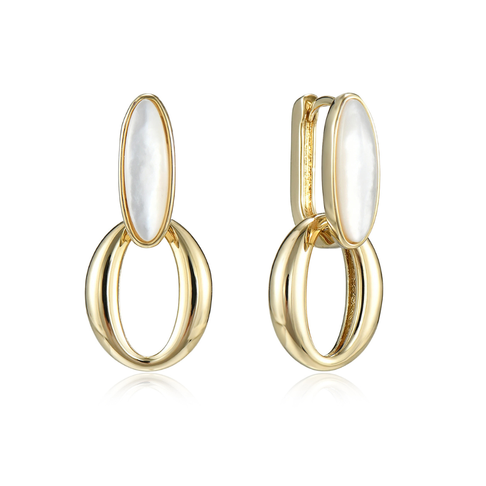Zia Mother of Pearl Drop Hoop Earrings