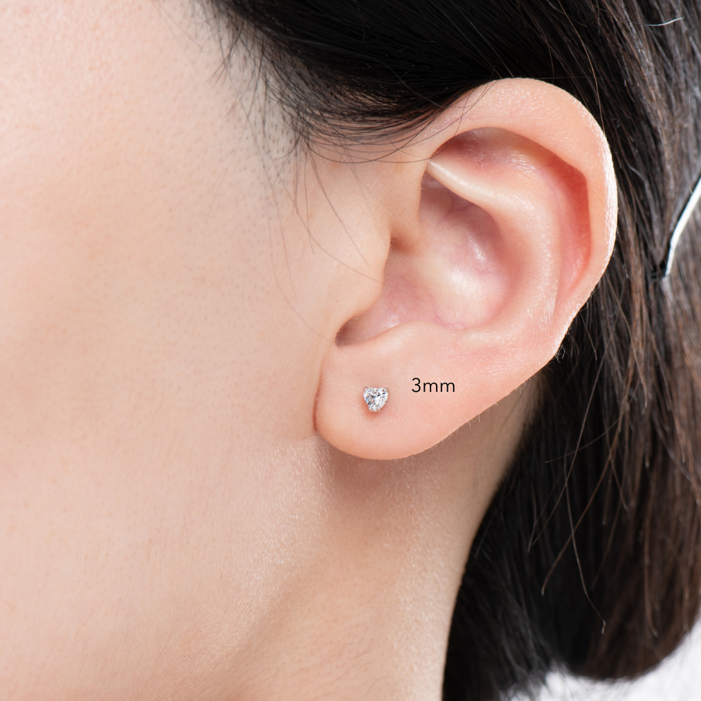 Mahi Heart Solitaire Stud Earrings