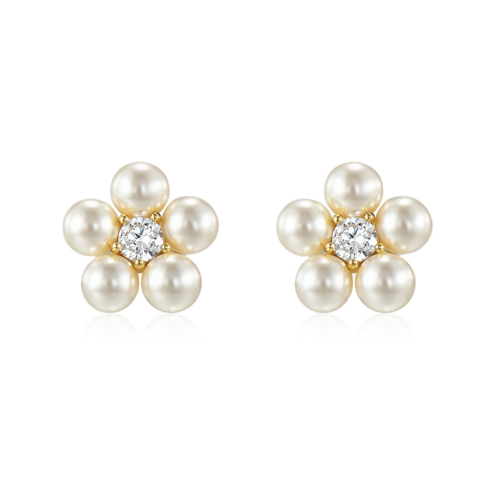 Faye Pearl Flower Stud Earrings