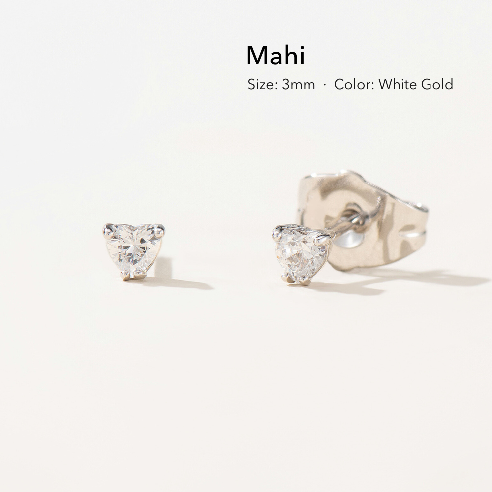 Mahi Heart Solitaire Stud Earrings