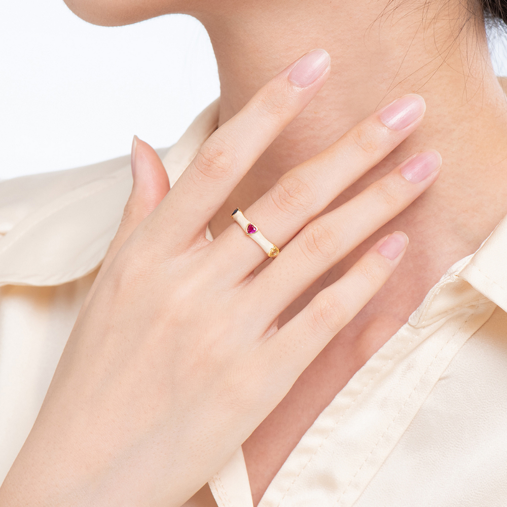 Ysa Enamel Heart Ring
