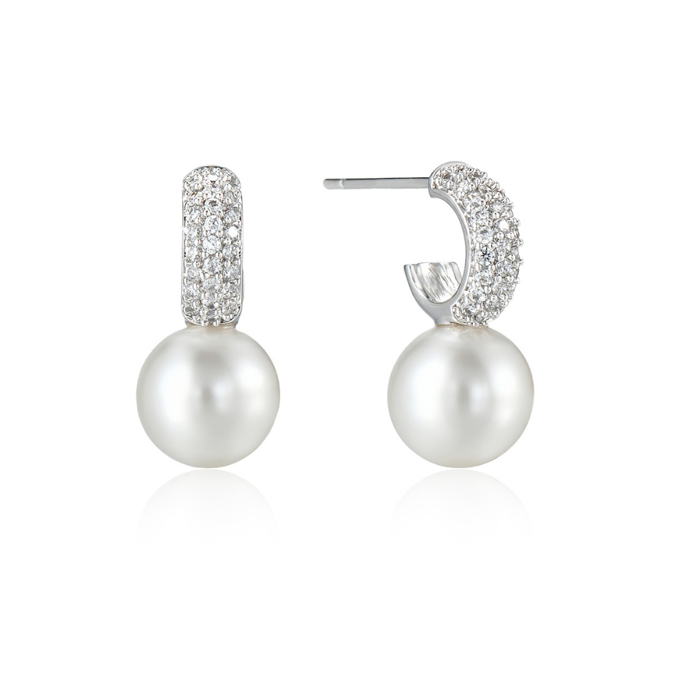 Nadine Pearl Micro Half Hoop Earrings