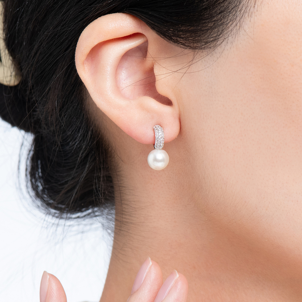 Nadine Pearl Micro Half Hoop Earrings
