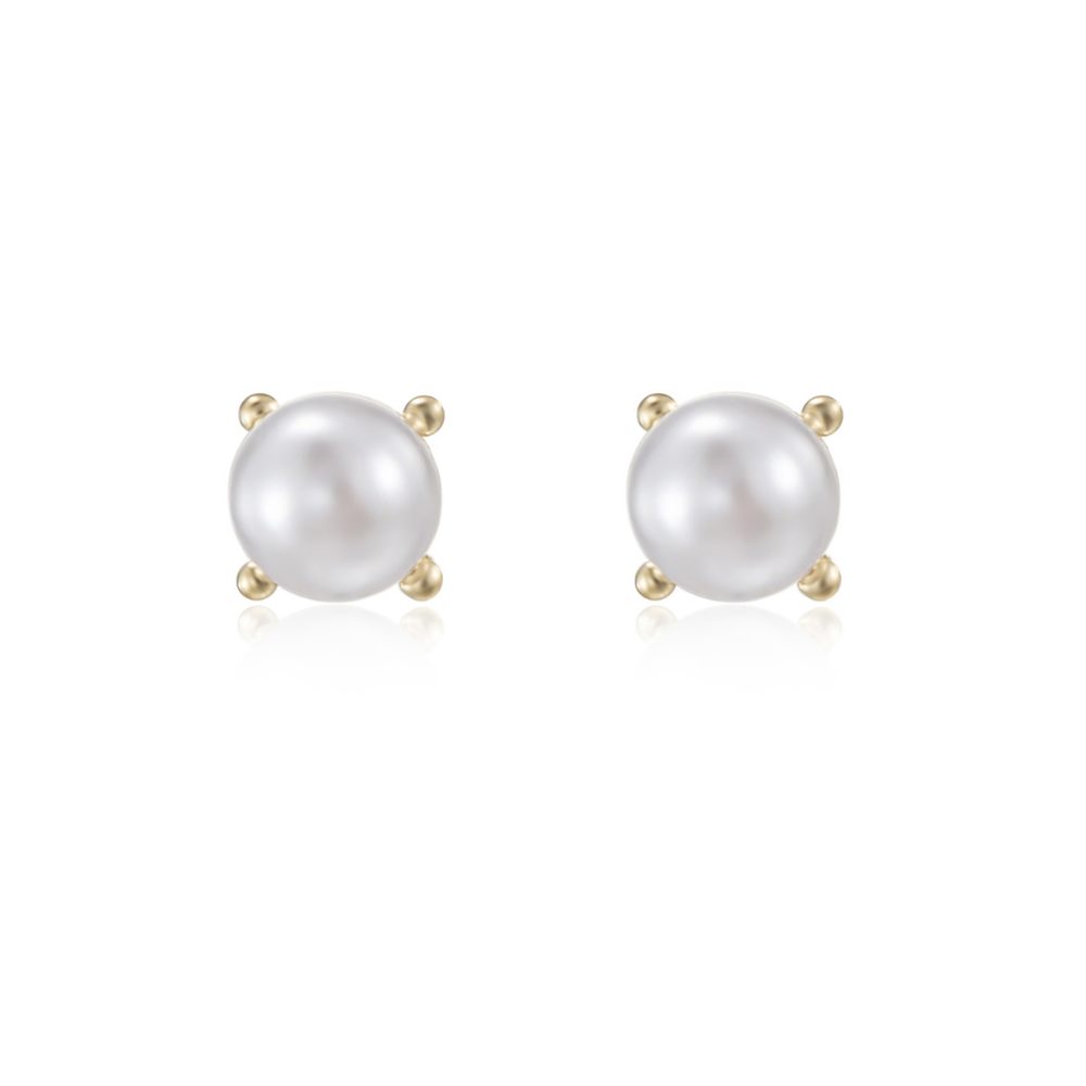 Annie Pearl Stud Earrings - 925 Silver Post