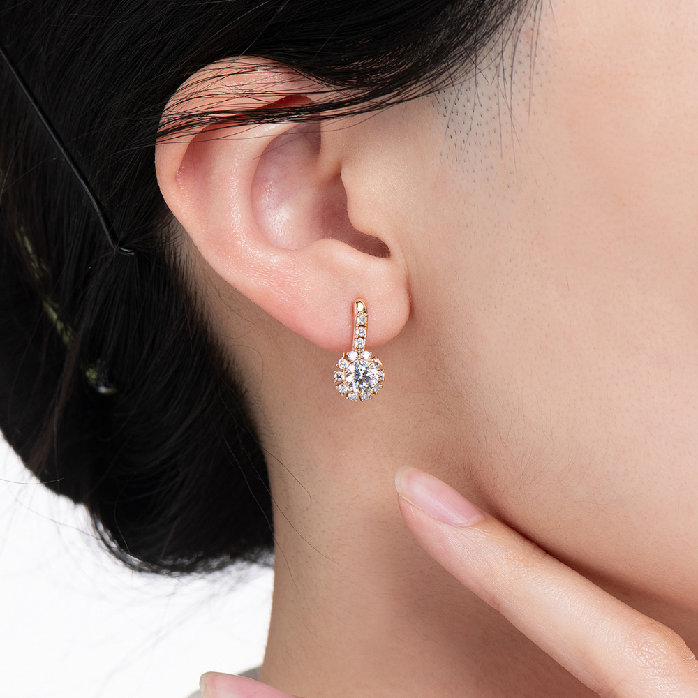 Bethany Flower English Lock Hoop Earrings