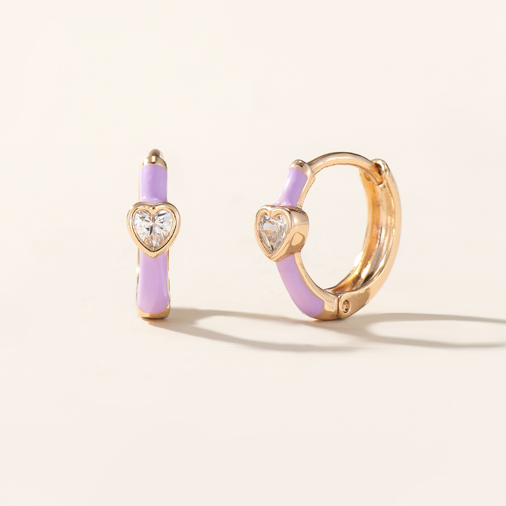 Sanna Purple Enamel Heart Hoop Earrings