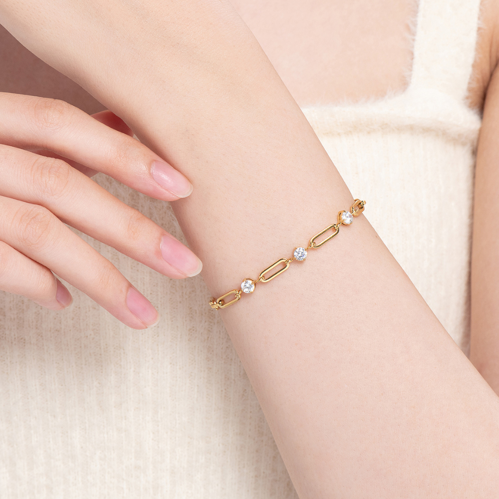 Stainless Steel Yumi Paperclip Station Bracelet