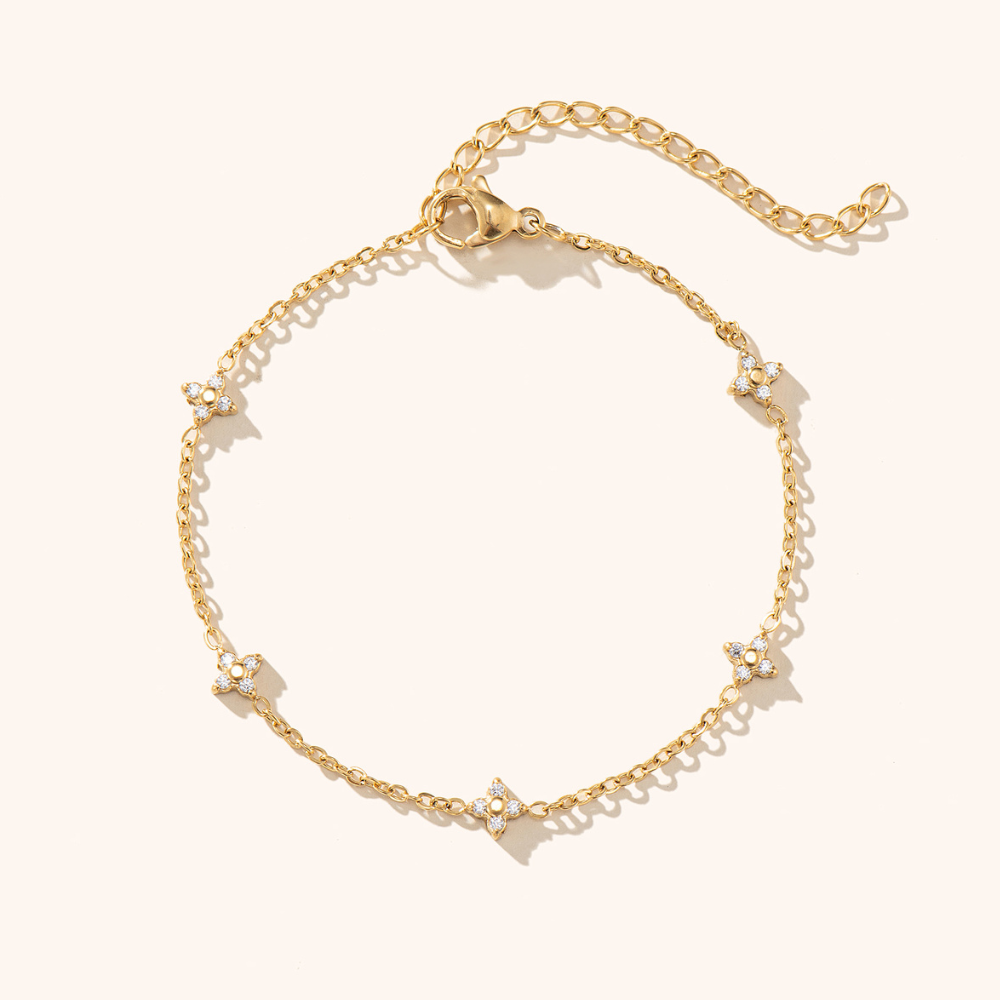 Stainless Steel Annie Dainty Clover Station Bracelet