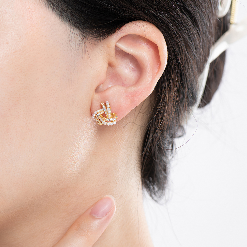 Teri Knot Pearl Stud Earrings