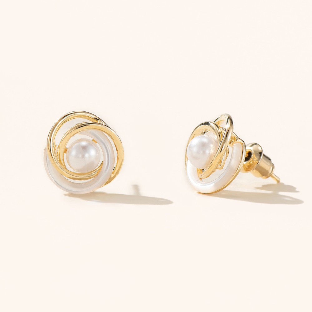 Jemimah Knot Pearl Stud Earrings