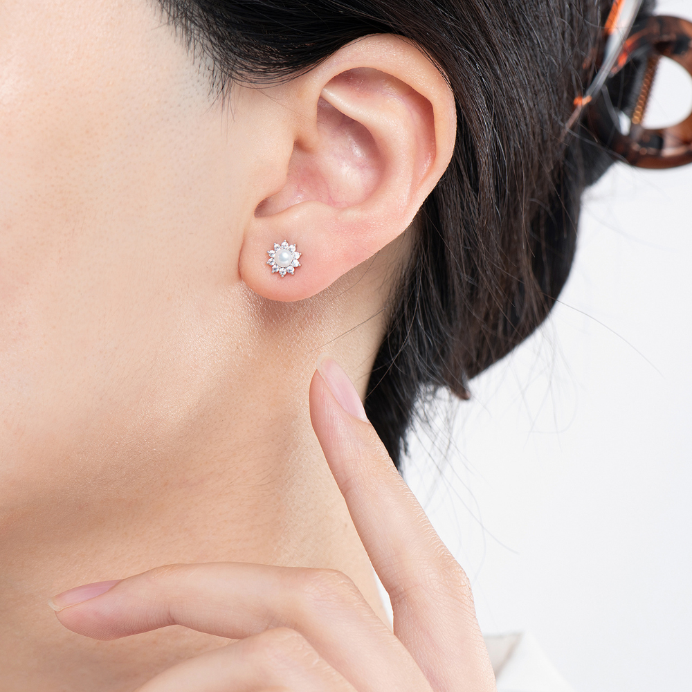 Amara Freshwater Pearl Dainty Stud Earrings