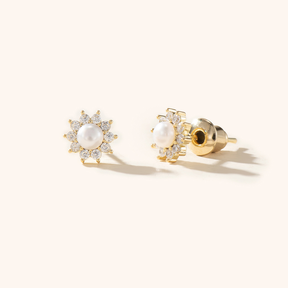 Amara Freshwater Pearl Dainty Stud Earrings