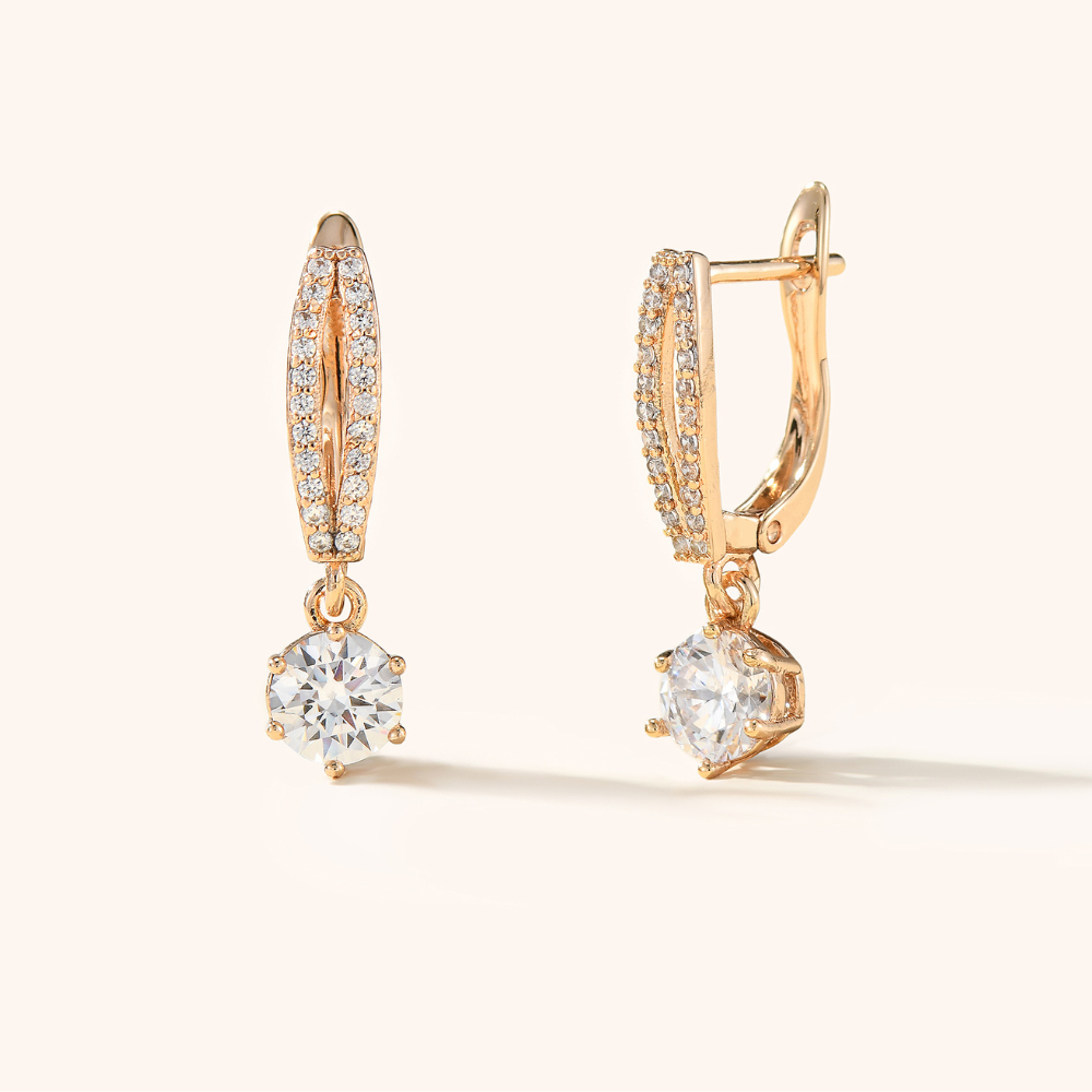 Kristine Solitaire Drop Hoop Earrings