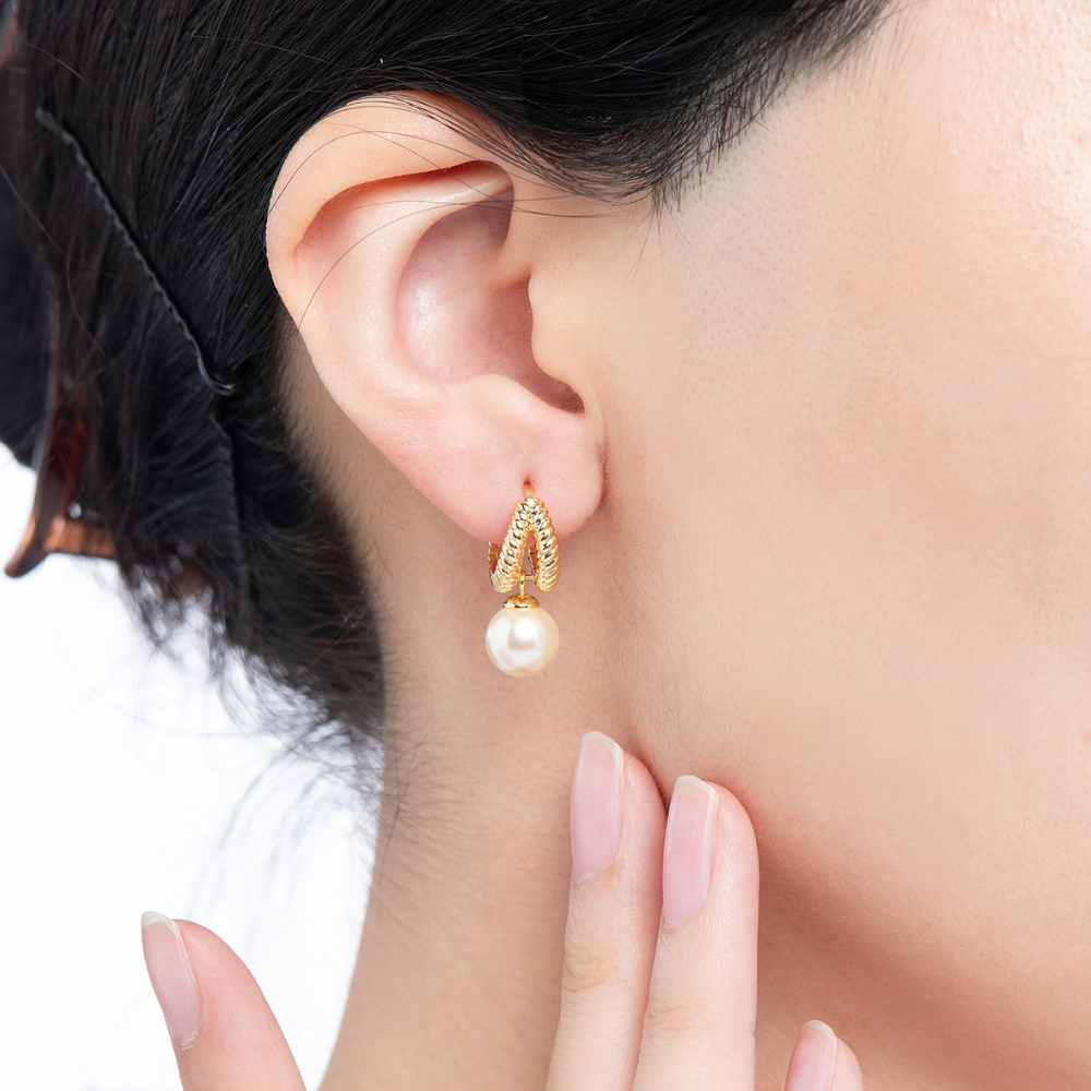 Sophia Pearl Hoop Drop Earrings