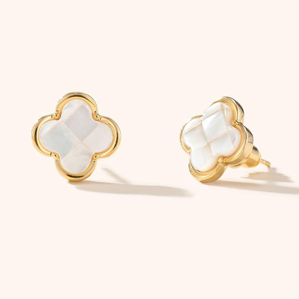 Pri Mother of Pearl Clover Stud Earrings