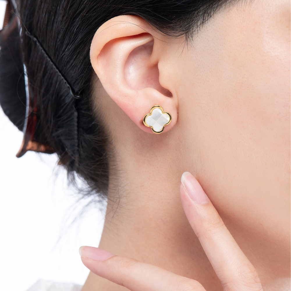 Pri Mother of Pearl Clover Stud Earrings
