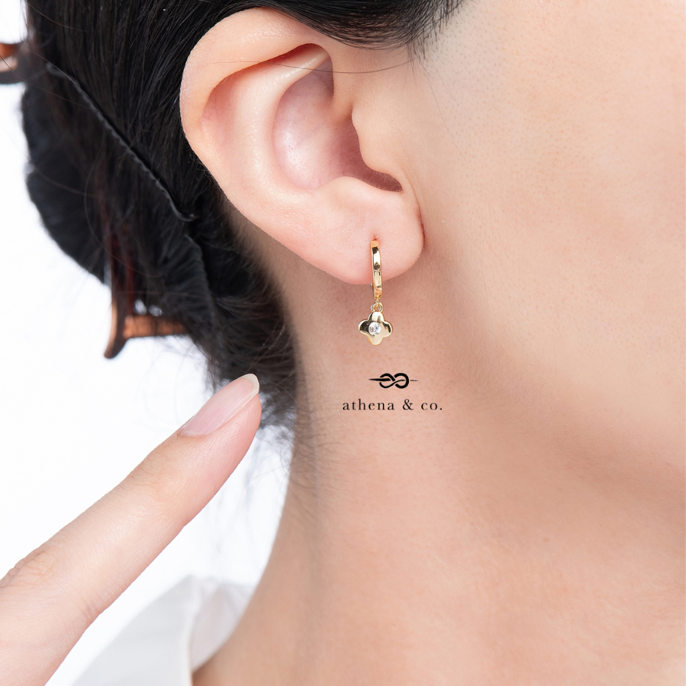 Agnes Clover Drop Hoop Earrings