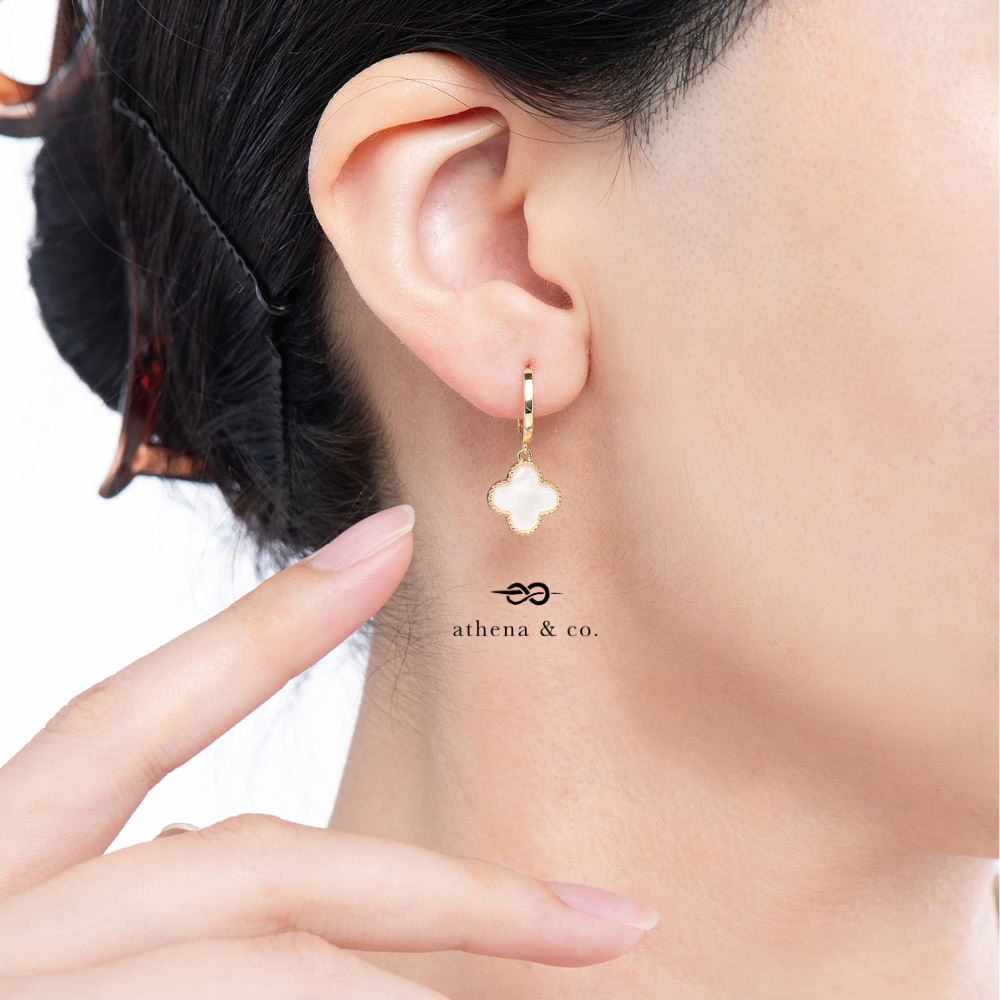 Agnes Clover Drop Hoop Earrings