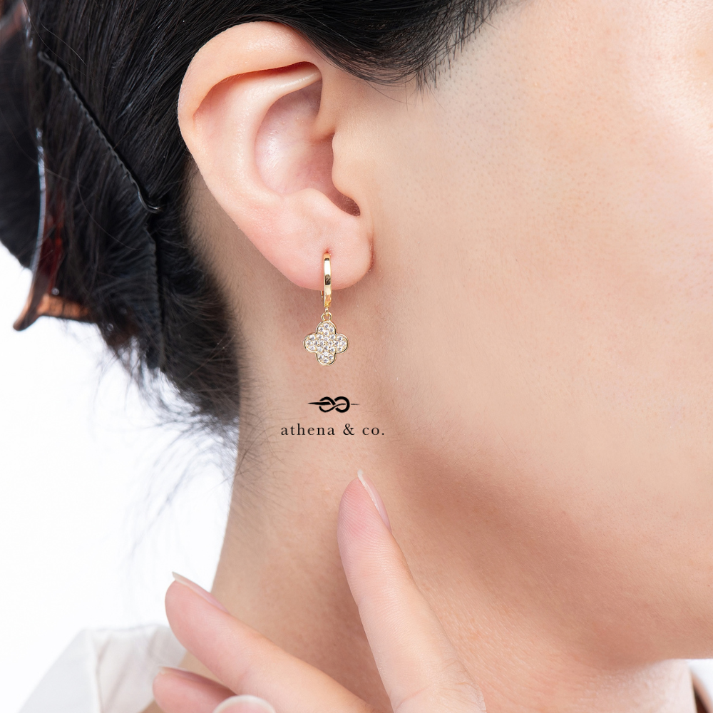 Agnes Clover Drop Hoop Earrings