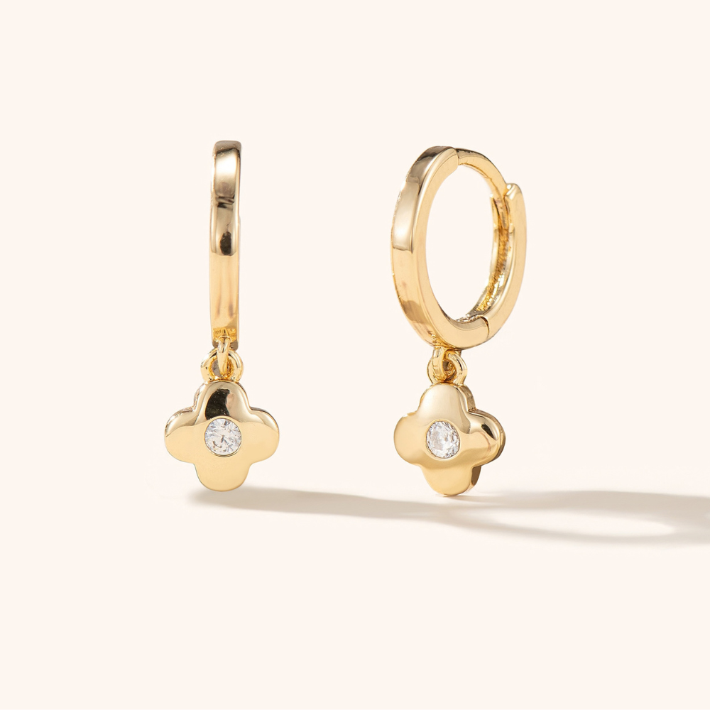 Agnes Clover Drop Hoop Earrings