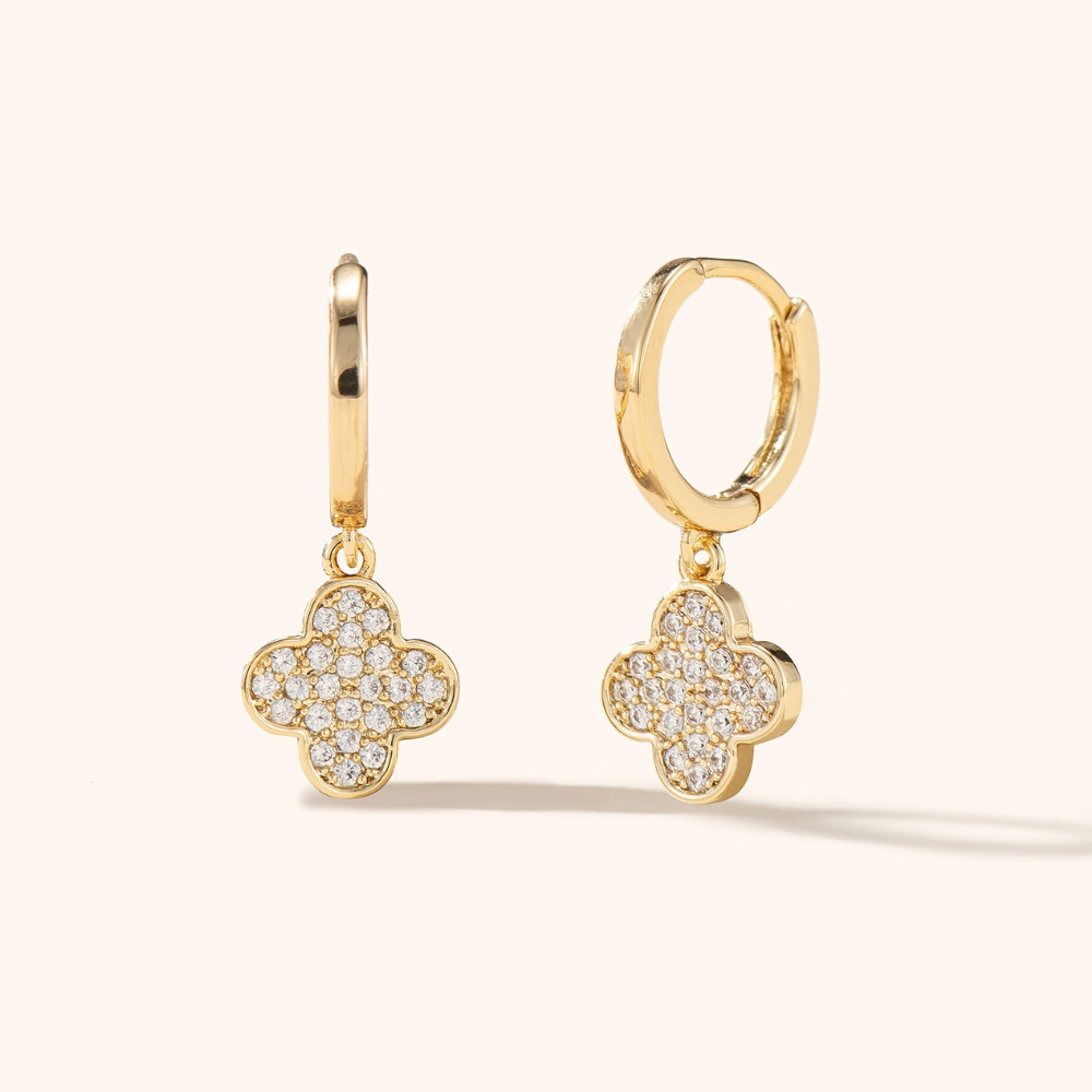 Agnes Clover Drop Hoop Earrings