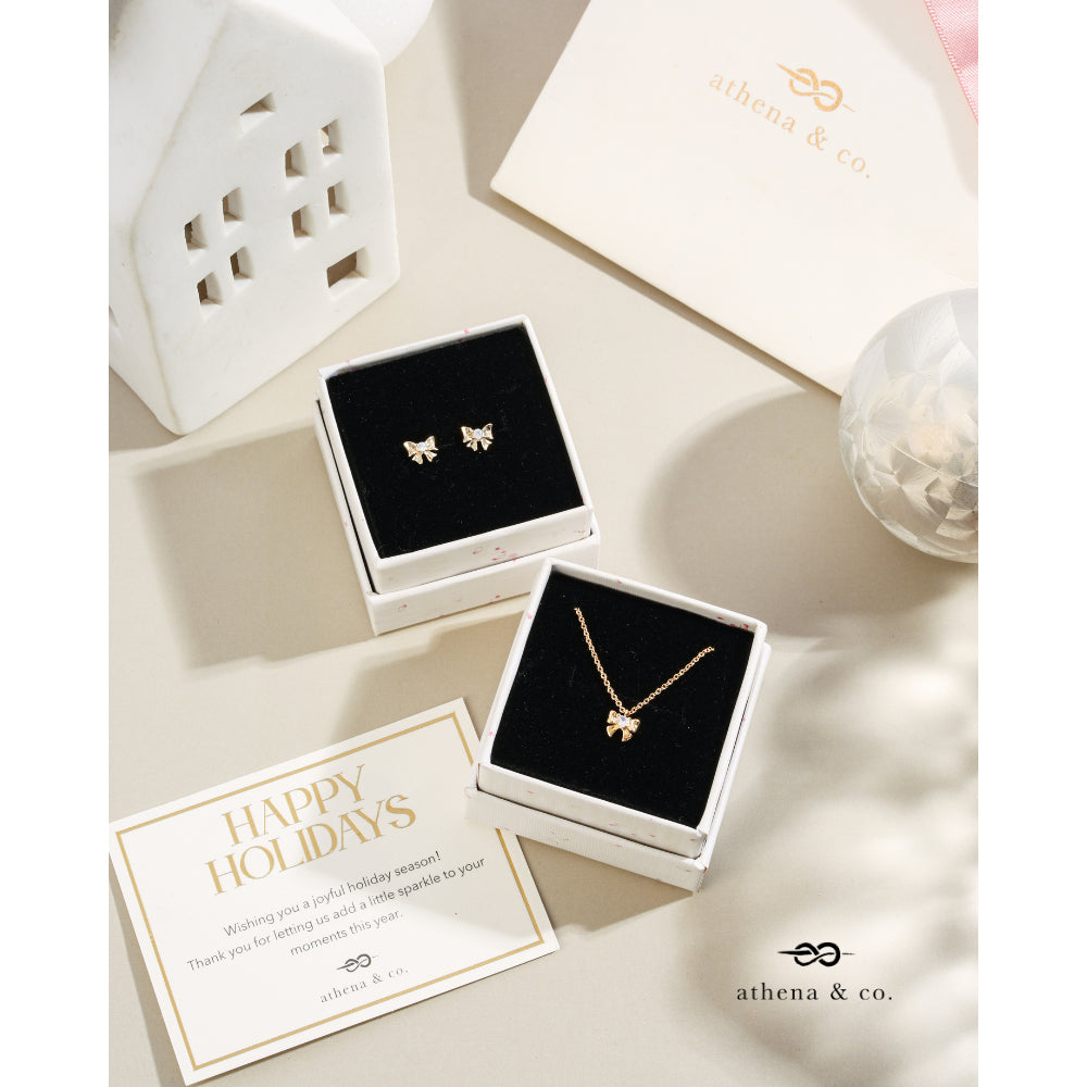 Arianne Bow Necklace & Colette Classic Bow Earrings Coquette Bundle