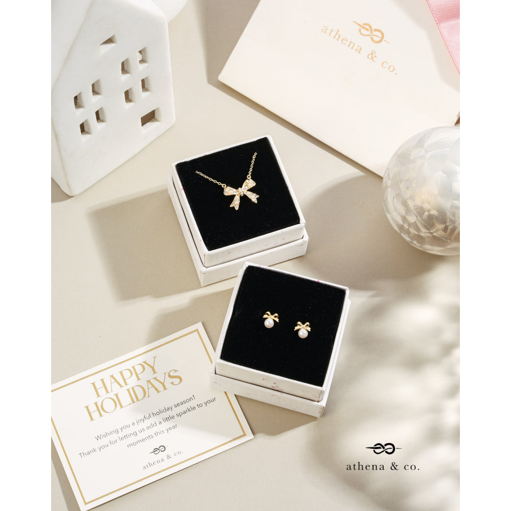 Juliette Pearl Bow Necklace and Colette Earring Bundle