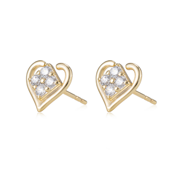 Delia Flower Heart Stud Earrings