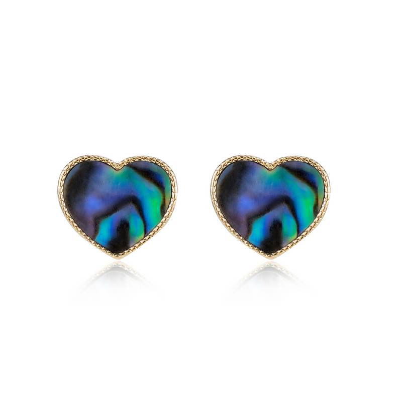 Rio Heart Stud Earrings - Black Mother of Pearl